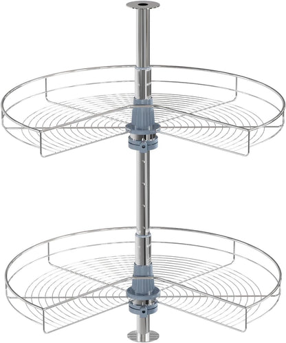 Dowell Base Cabinet Kidney Shape Dia.28 270° Lazy Susan, 2 Shelves, Kitchen Base Corner Cabinet Organizer (Chrome 4001 270 28)