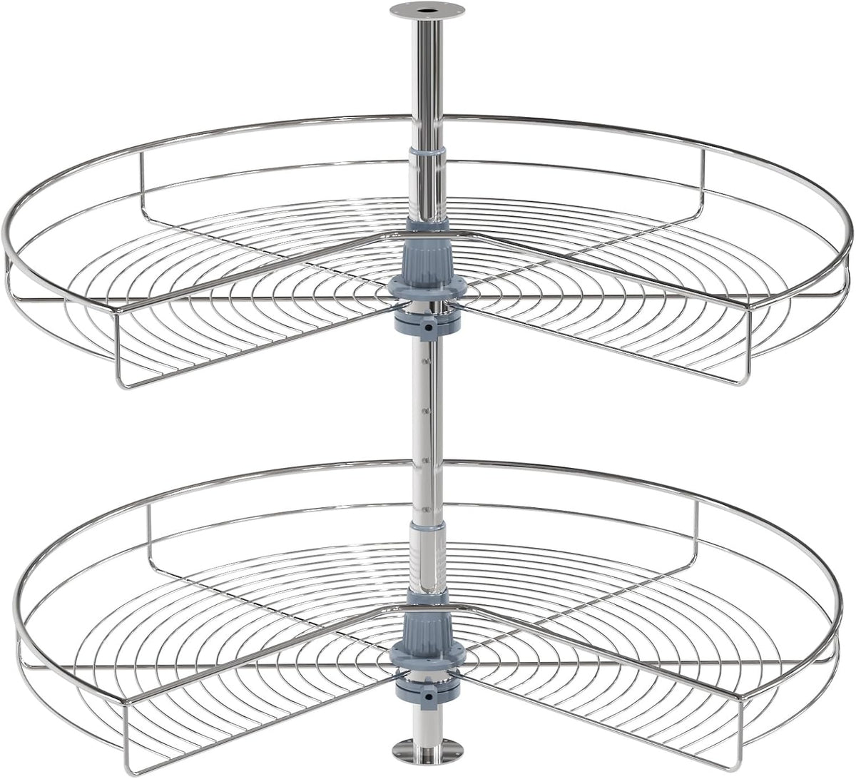 Dowell Base Cabinet Kidney Shape Dia.28 270° Lazy Susan, 2 Shelves, Kitchen Base Corner Cabinet Organizer (Chrome 4001 270 28)