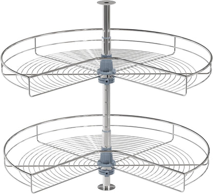 Dowell Base Cabinet Kidney Shape Dia.28 270° Lazy Susan, 2 Shelves, Kitchen Base Corner Cabinet Organizer (Chrome 4001 270 28)