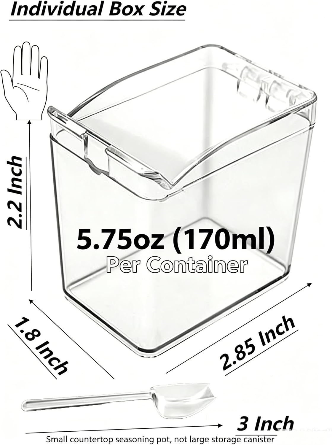 4 Pack 5.75oz Plastic Clear Condiment Containers with Lids and Spoons