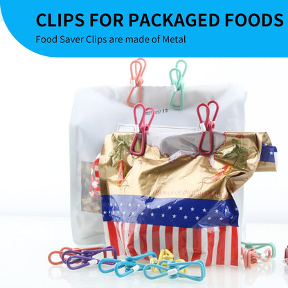 Chip Clips，30PCS PVC Coated Material Food Packaging Clip, Clips Bag Clips，Bag Clips，Clips for Package，Chip Clip，Clothes Pins（Mixed Colors 30pcs）,11.5 x 4.72 x 1.06