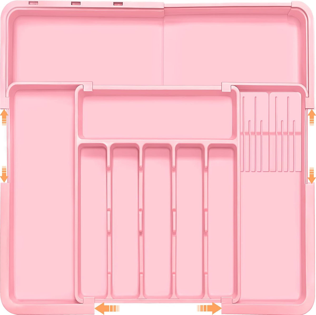 Silverware Organizer - Expandable Large Kitchen Drawer Organizer Utensil Organizer with 2 Removable Knife Blocks, 22"x 19"Cutlery Tray Drawer Dividers for Kitchen Flatware(6-9 Slots) (Black)
