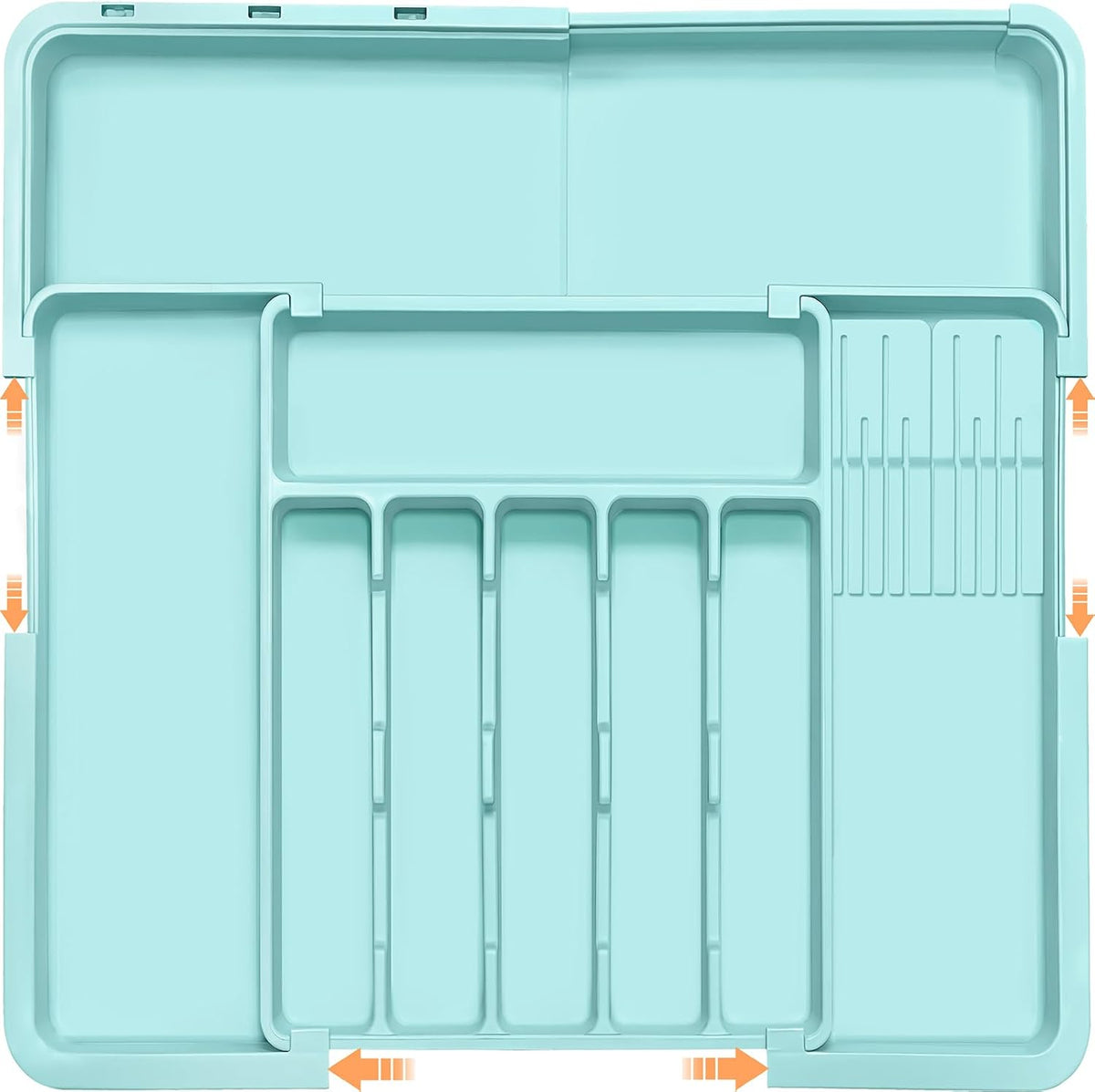 Silverware Organizer - Expandable Large Kitchen Drawer Organizer Utensil Organizer with 2 Removable Knife Blocks, 22"x 19"Cutlery Tray Drawer Dividers for Kitchen Flatware(6-9 Slots) (Black)