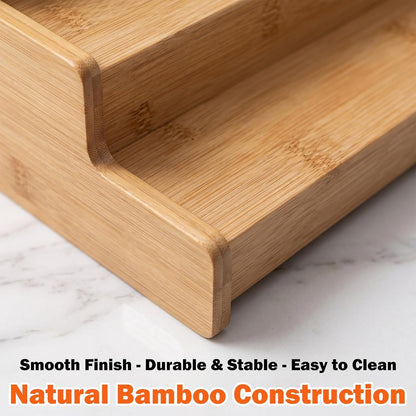 3-Tier Expandable Bamboo Can Rack Organizer for Cabinet & Pantry
