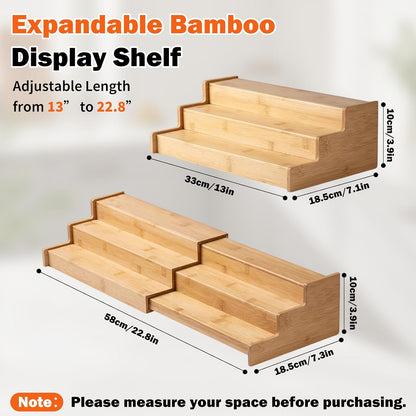 3-Tier Expandable Bamboo Can Rack Organizer for Cabinet & Pantry