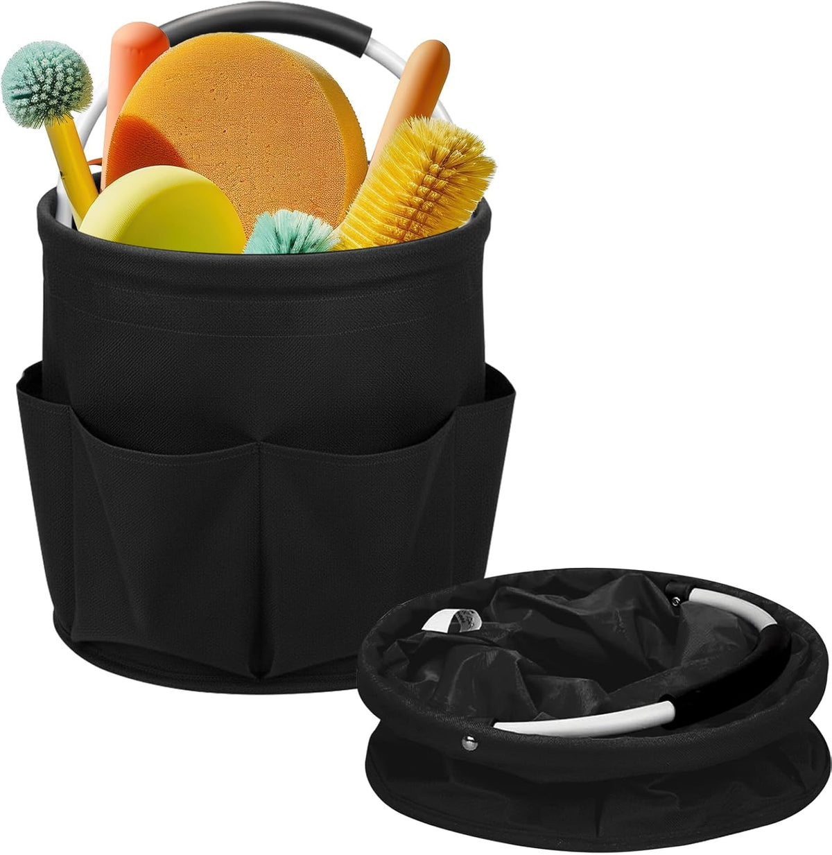 Cleaning Caddy for Cleaning Supplies,17L Cleaning Supply Caddy with Handle Foldable Cleaning Supplies Organizer Bucket Cleaning Products Organizers for Home, Garden(Navy Blue)