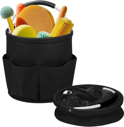 Cleaning Caddy for Cleaning Supplies,17L Cleaning Supply Caddy with Handle Foldable Cleaning Supplies Organizer Bucket Cleaning Products Organizers for Home, Garden(Navy Blue)