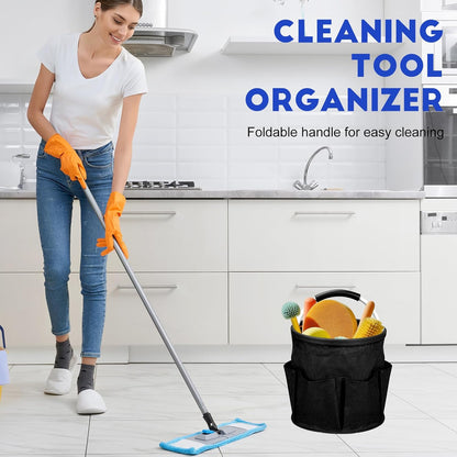 Cleaning Caddy for Cleaning Supplies,17L Cleaning Supply Caddy with Handle Foldable Cleaning Supplies Organizer Bucket Cleaning Products Organizers for Home, Garden(Navy Blue)