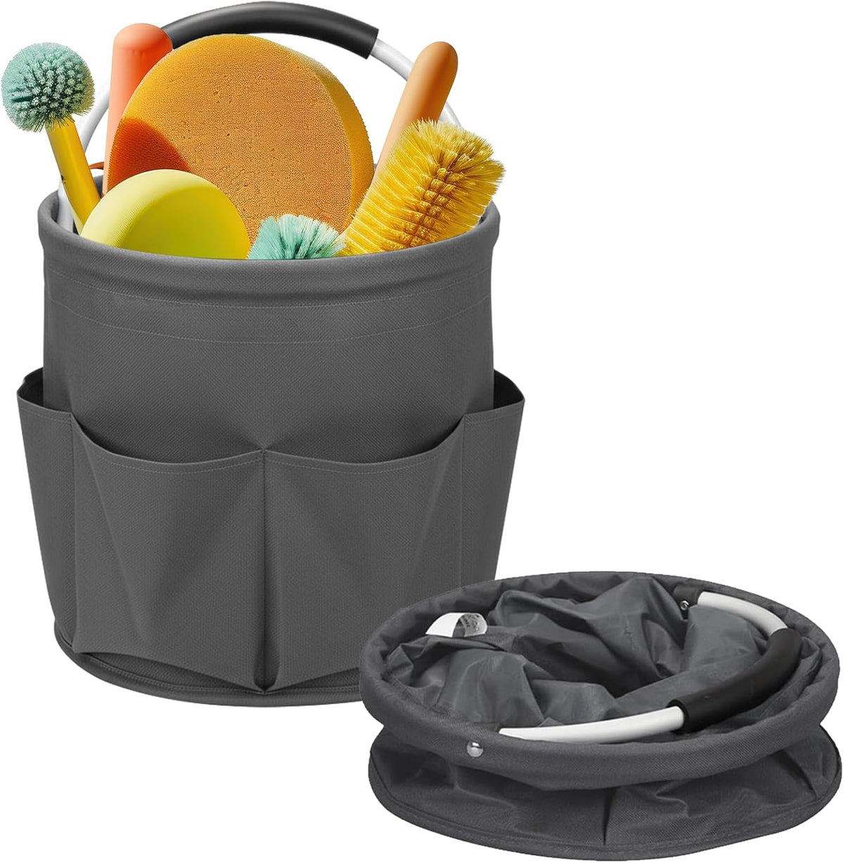 Cleaning Caddy for Cleaning Supplies,17L Cleaning Supply Caddy with Handle Foldable Cleaning Supplies Organizer Bucket Cleaning Products Organizers for Home, Garden(Navy Blue)