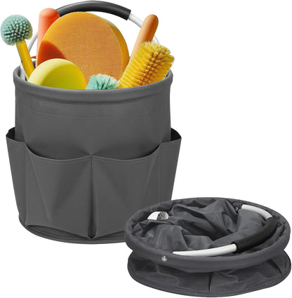 Cleaning Caddy for Cleaning Supplies,17L Cleaning Supply Caddy with Handle Foldable Cleaning Supplies Organizer Bucket Cleaning Products Organizers for Home, Garden(Navy Blue)
