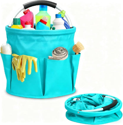 Cleaning Caddy for Cleaning Supplies,17L Cleaning Supply Caddy with Handle Foldable Cleaning Supplies Organizer Bucket Cleaning Products Organizers for Home, Garden(Navy Blue)