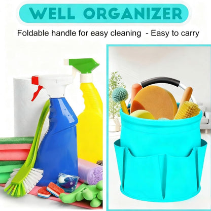Cleaning Caddy for Cleaning Supplies,17L Cleaning Supply Caddy with Handle Foldable Cleaning Supplies Organizer Bucket Cleaning Products Organizers for Home, Garden(Navy Blue)