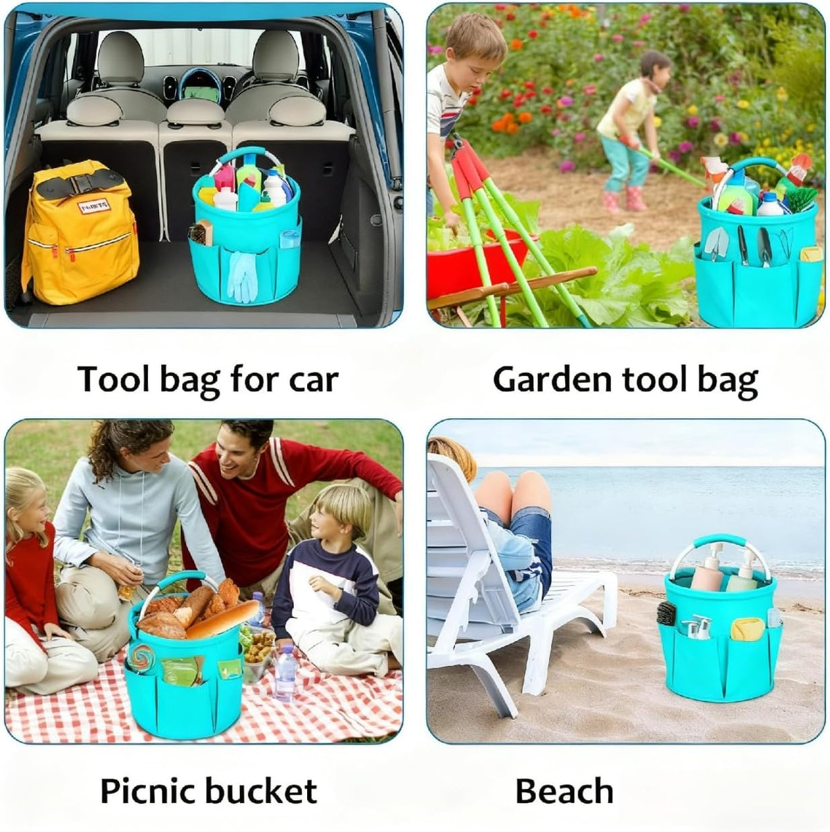 Cleaning Caddy for Cleaning Supplies,17L Cleaning Supply Caddy with Handle Foldable Cleaning Supplies Organizer Bucket Cleaning Products Organizers for Home, Garden(Navy Blue)