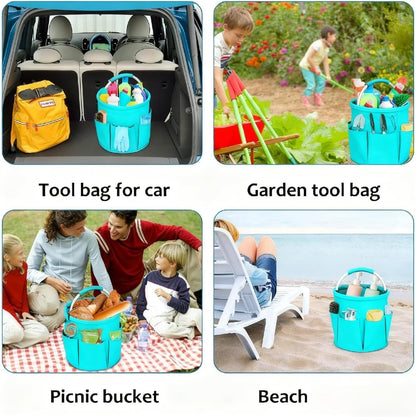 Cleaning Caddy for Cleaning Supplies,17L Cleaning Supply Caddy with Handle Foldable Cleaning Supplies Organizer Bucket Cleaning Products Organizers for Home, Garden(Navy Blue)