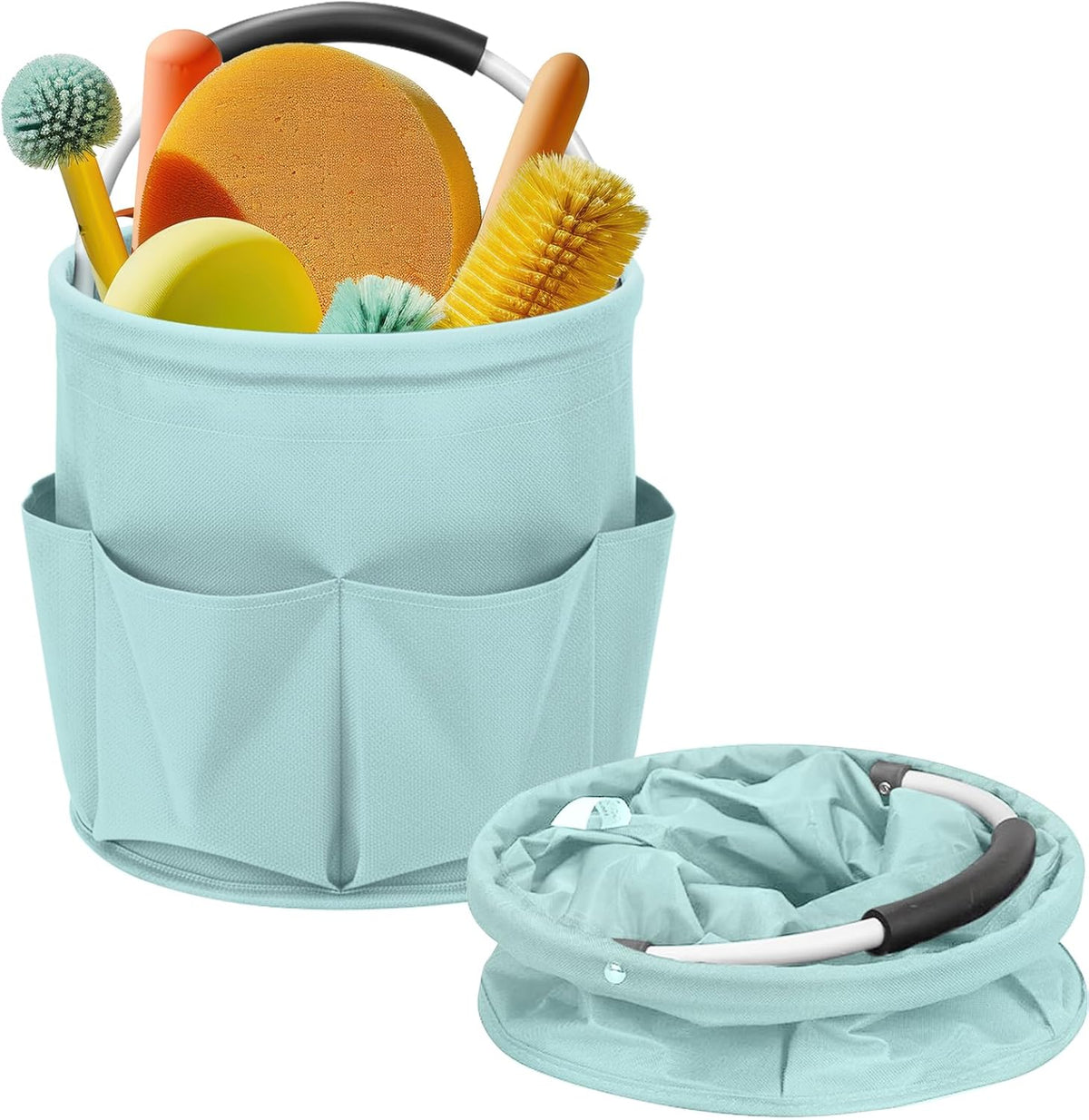 Cleaning Caddy for Cleaning Supplies,17L Cleaning Supply Caddy with Handle Foldable Cleaning Supplies Organizer Bucket Cleaning Products Organizers for Home, Garden(Navy Blue)