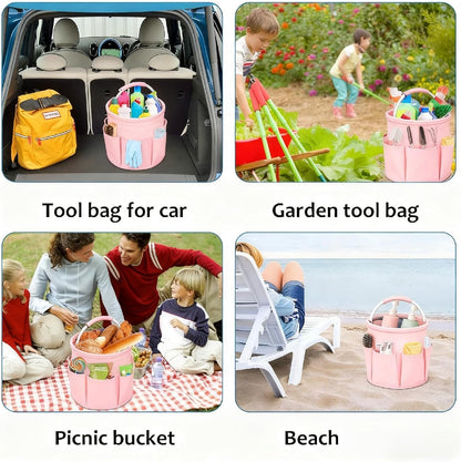 Cleaning Caddy for Cleaning Supplies,17L Cleaning Supply Caddy with Handle Foldable Cleaning Supplies Organizer Bucket Cleaning Products Organizers for Home, Garden(Navy Blue)