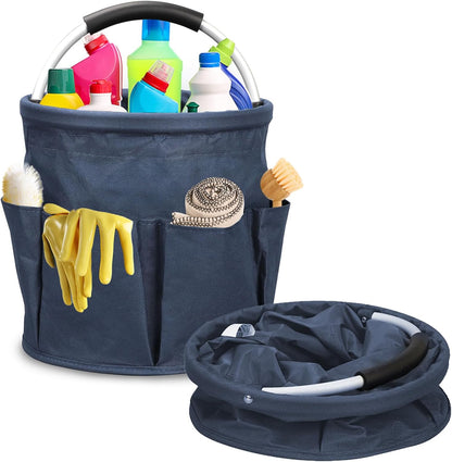 Cleaning Caddy for Cleaning Supplies,17L Cleaning Supply Caddy with Handle Foldable Cleaning Supplies Organizer Bucket Cleaning Products Organizers for Home, Garden(Navy Blue)