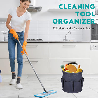 Cleaning Caddy for Cleaning Supplies,17L Cleaning Supply Caddy with Handle Foldable Cleaning Supplies Organizer Bucket Cleaning Products Organizers for Home, Garden(Navy Blue)