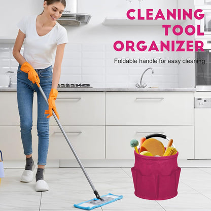 Cleaning Caddy for Cleaning Supplies,17L Cleaning Supply Caddy with Handle Foldable Cleaning Supplies Organizer Bucket Cleaning Products Organizers for Home, Garden(Navy Blue)