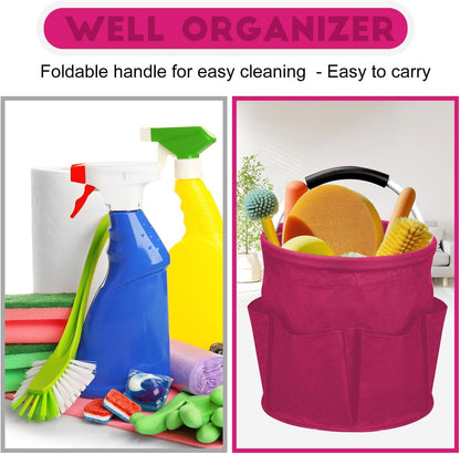 Cleaning Caddy for Cleaning Supplies,17L Cleaning Supply Caddy with Handle Foldable Cleaning Supplies Organizer Bucket Cleaning Products Organizers for Home, Garden(Navy Blue)