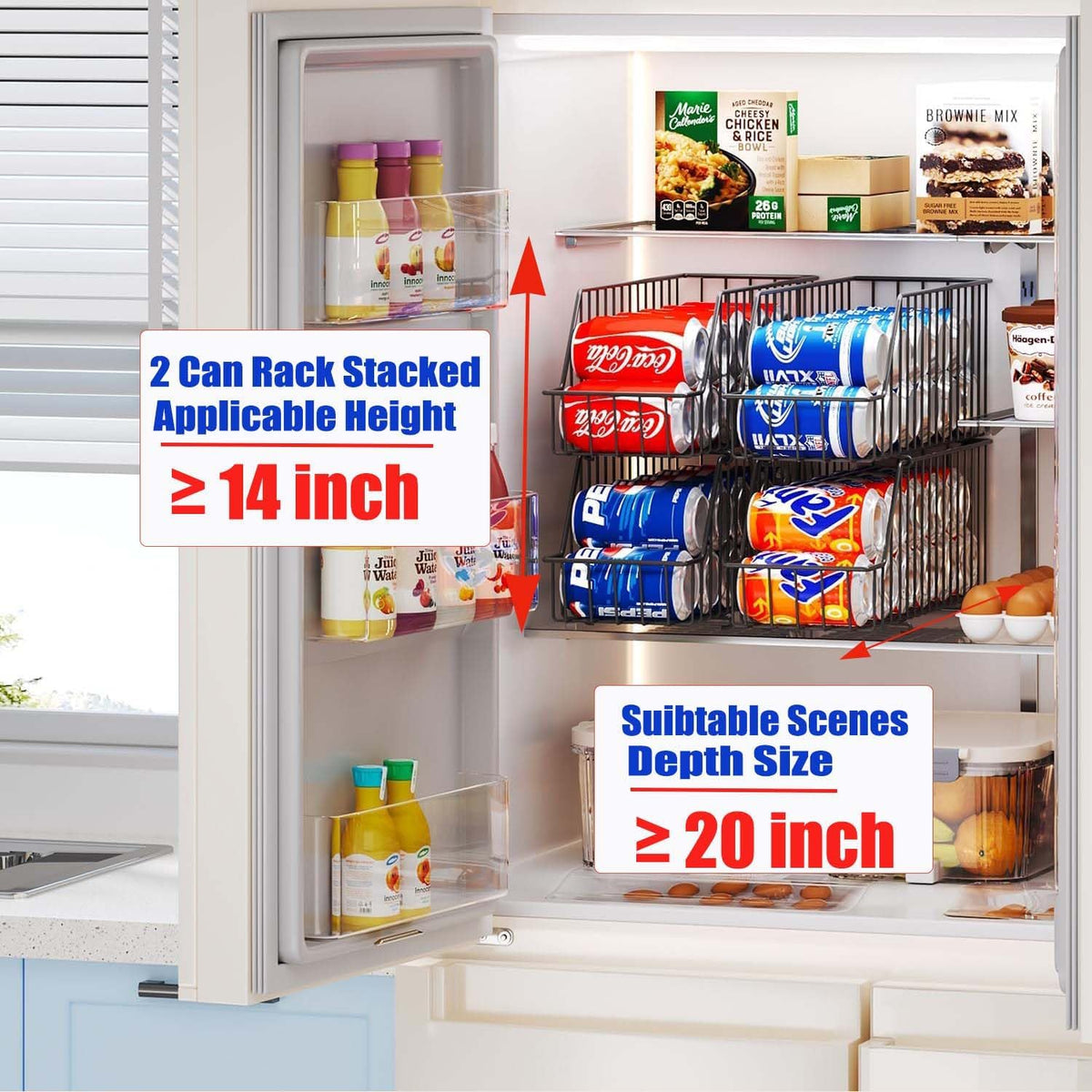 4-Tier Stackable Can Rack Organizer for Kitchen Pantry,Max Can Storage Holder,Durable Can Dispenser & Canned Goods Organizer for Fridge,Hold More 44 Cans, for Various Ounces of Canned Food Soda Drinks