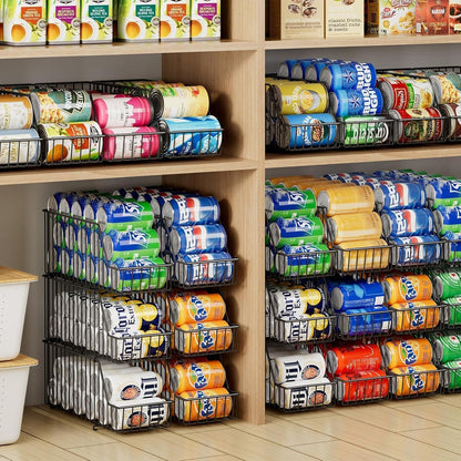4-Tier Stackable Can Rack Organizer for Kitchen Pantry,Max Can Storage Holder,Durable Can Dispenser & Canned Goods Organizer for Fridge,Hold More 44 Cans, for Various Ounces of Canned Food Soda Drinks