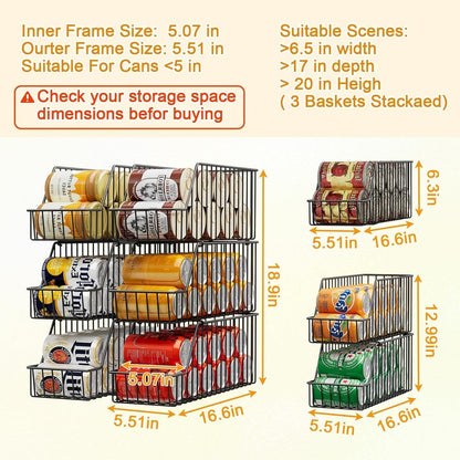 4-Tier Stackable Can Rack Organizer for Kitchen Pantry,Max Can Storage Holder,Durable Can Dispenser & Canned Goods Organizer for Fridge,Hold More 44 Cans, for Various Ounces of Canned Food Soda Drinks