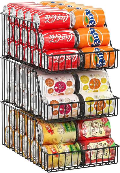 4-Tier Stackable Can Rack Organizer for Kitchen Pantry,Max Can Storage Holder,Durable Can Dispenser & Canned Goods Organizer for Fridge,Hold More 44 Cans, for Various Ounces of Canned Food Soda Drinks