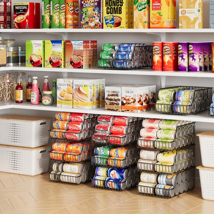 4-Tier Stackable Can Rack Organizer for Kitchen Pantry,Max Can Storage Holder,Durable Can Dispenser & Canned Goods Organizer for Fridge,Hold More 44 Cans, for Various Ounces of Canned Food Soda Drinks