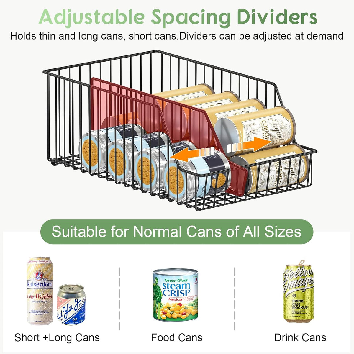 4-Tier Stackable Can Rack Organizer for Kitchen Pantry,Max Can Storage Holder,Durable Can Dispenser & Canned Goods Organizer for Fridge,Hold More 44 Cans, for Various Ounces of Canned Food Soda Drinks