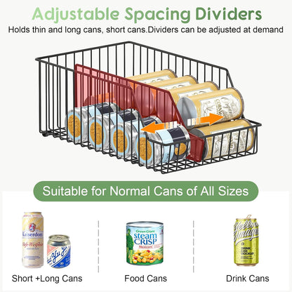 4-Tier Stackable Can Rack Organizer for Kitchen Pantry,Max Can Storage Holder,Durable Can Dispenser & Canned Goods Organizer for Fridge,Hold More 44 Cans, for Various Ounces of Canned Food Soda Drinks