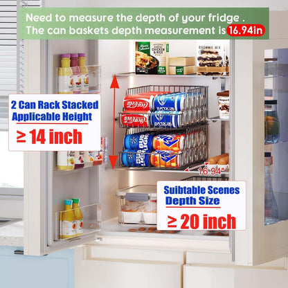 4-Tier Stackable Can Rack Organizer for Kitchen Pantry,Max Can Storage Holder,Durable Can Dispenser & Canned Goods Organizer for Fridge,Hold More 44 Cans, for Various Ounces of Canned Food Soda Drinks