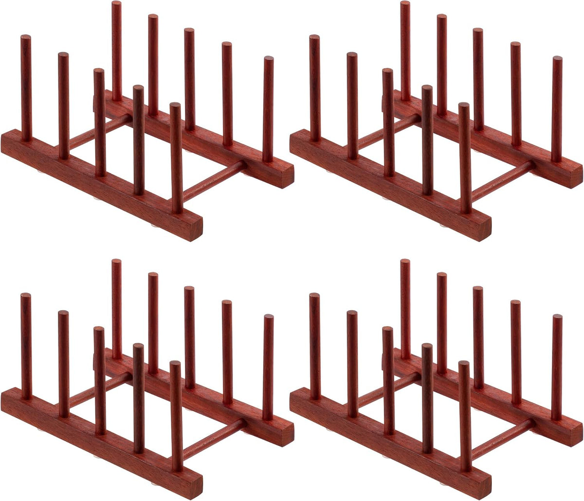 Teak Wooden Dish Drying Rack Kitchen Plate Organizer Pot Lid Holder