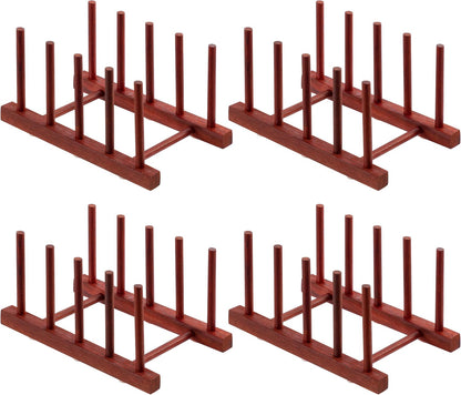 Teak Wooden Dish Drying Rack Kitchen Plate Organizer Pot Lid Holder
