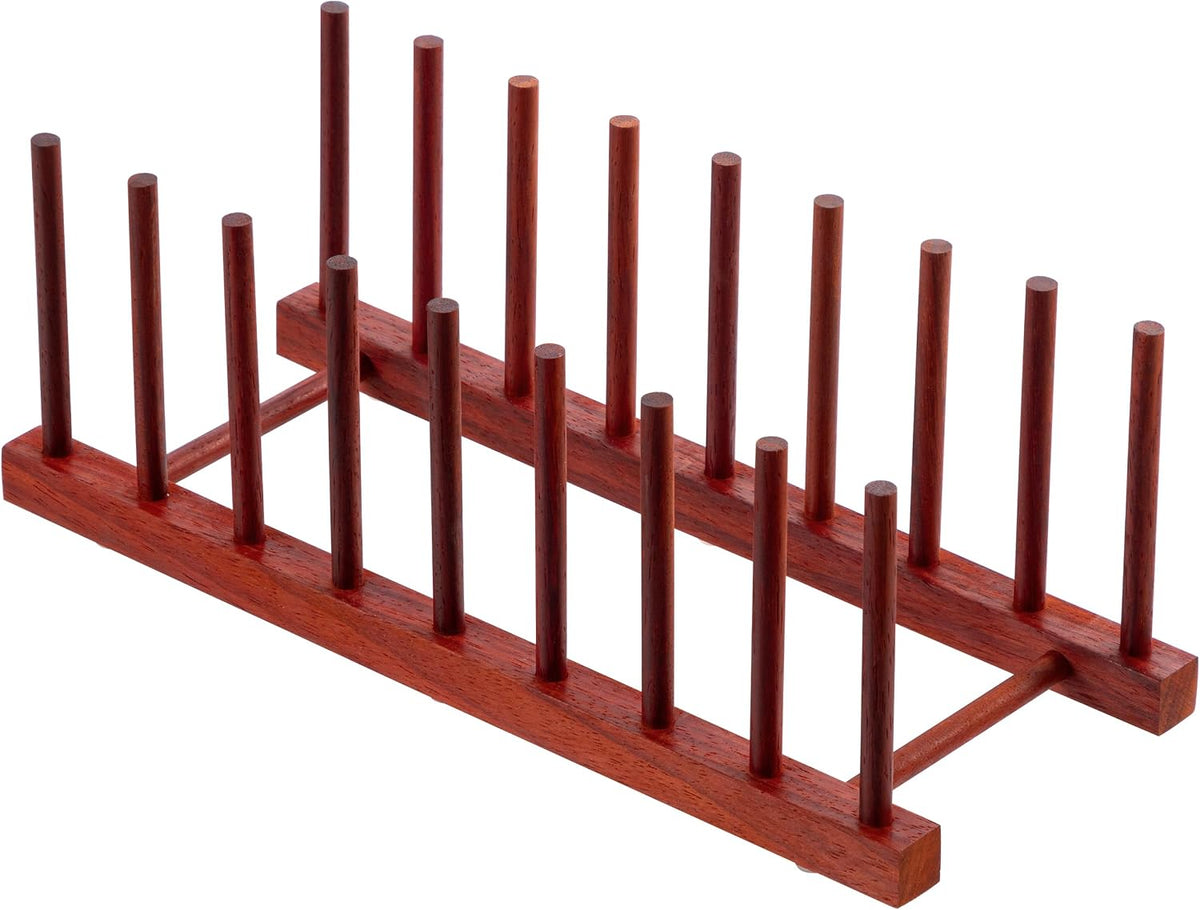 Teak Wooden Dish Drying Rack Kitchen Plate Organizer Pot Lid Holder