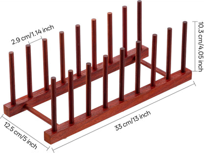 Teak Wooden Dish Drying Rack Kitchen Plate Organizer Pot Lid Holder