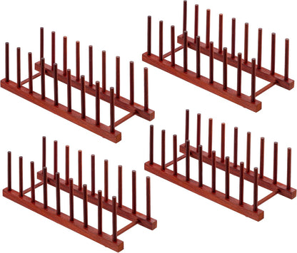 Teak Wooden Dish Drying Rack Kitchen Plate Organizer Pot Lid Holder