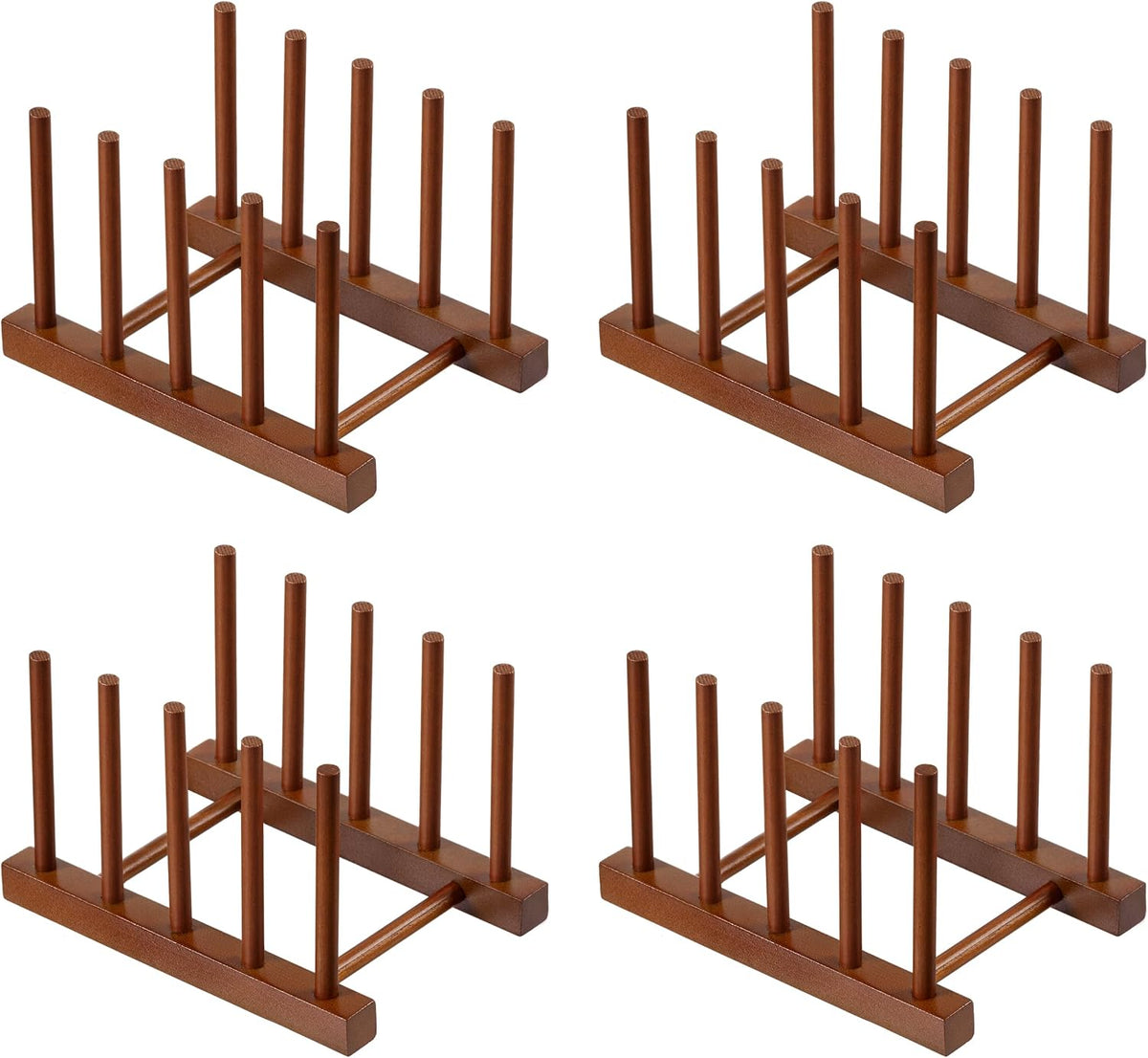 Teak Wooden Dish Drying Rack Kitchen Plate Organizer Pot Lid Holder
