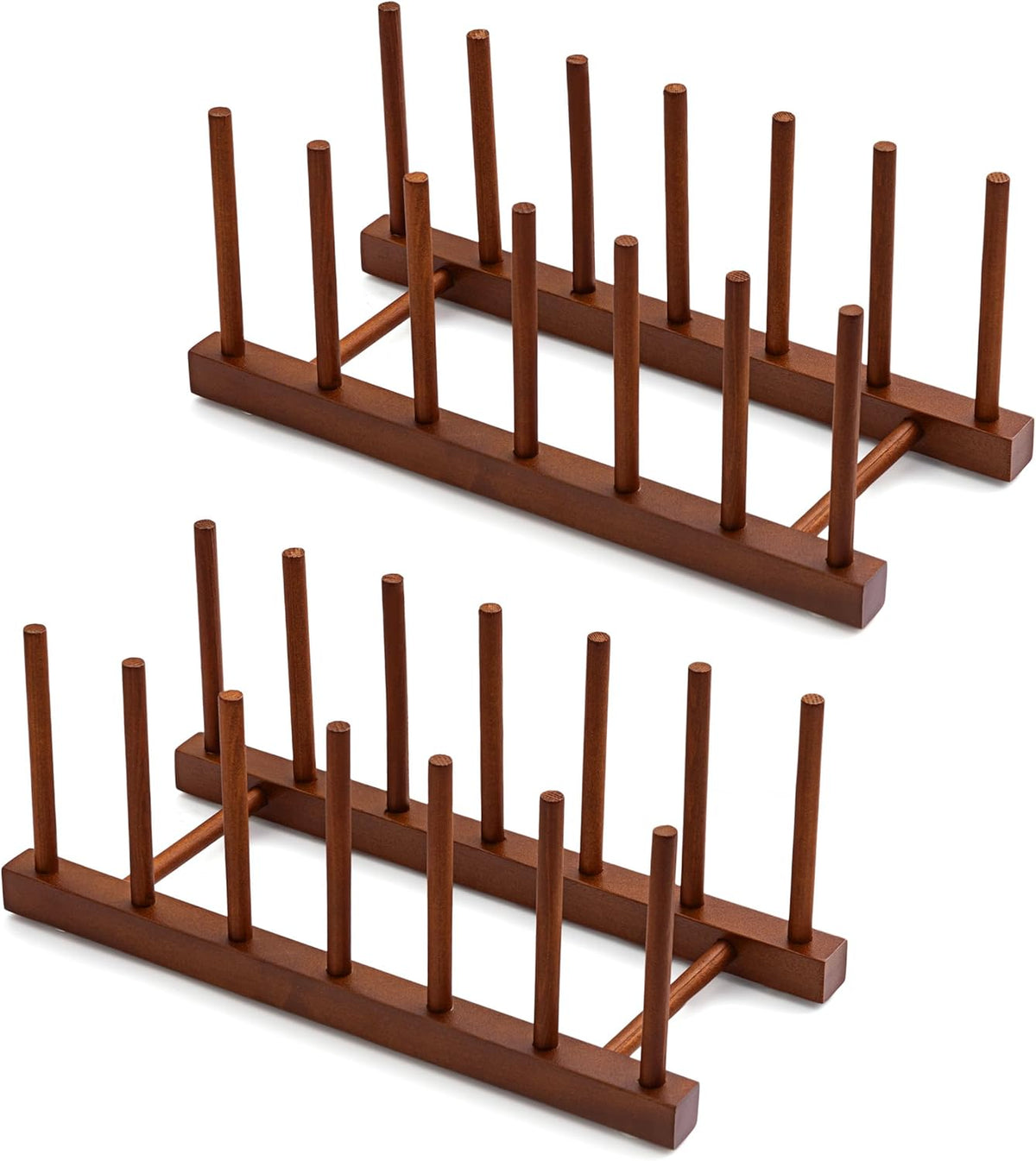 Teak Wooden Dish Drying Rack Kitchen Plate Organizer Pot Lid Holder