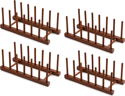 Teak Wooden Dish Drying Rack Kitchen Plate Organizer Pot Lid Holder