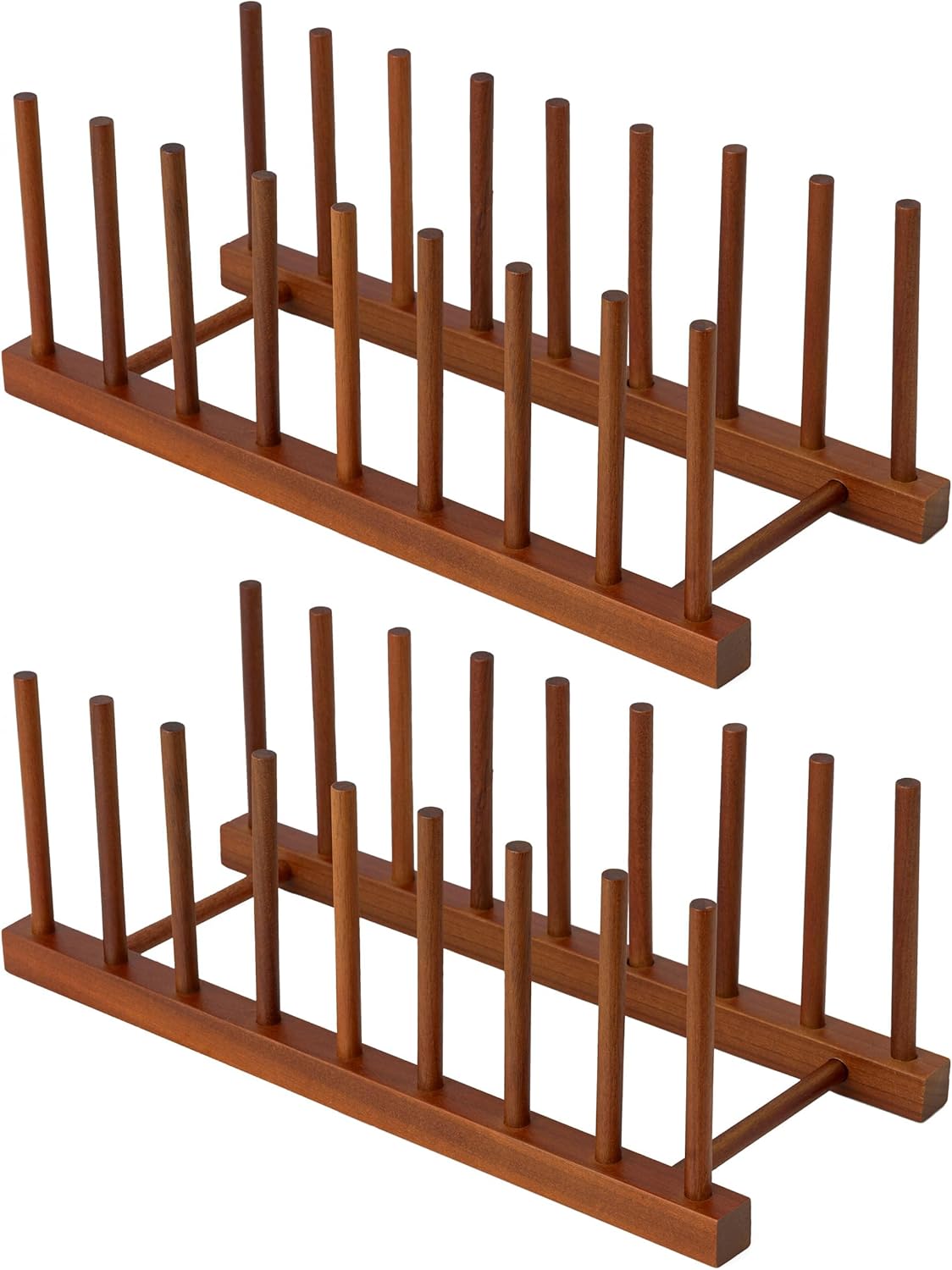 Teak Wooden Dish Drying Rack Kitchen Plate Organizer Pot Lid Holder