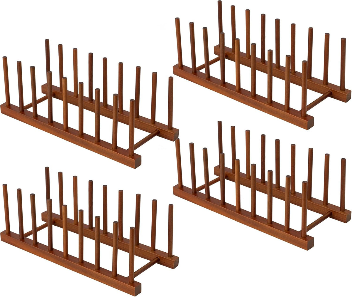 Teak Wooden Dish Drying Rack Kitchen Plate Organizer Pot Lid Holder
