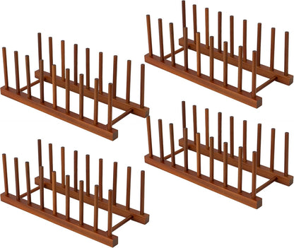 Teak Wooden Dish Drying Rack Kitchen Plate Organizer Pot Lid Holder