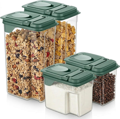 Tribello Food Storage Dispenser with Pour Spout Lid – Pantry Bin – Clear Slim Food Storage Container for Rice, Sugar, Cereal – BPA Free - Kitchen Organization (Large 3.8 Quarts)