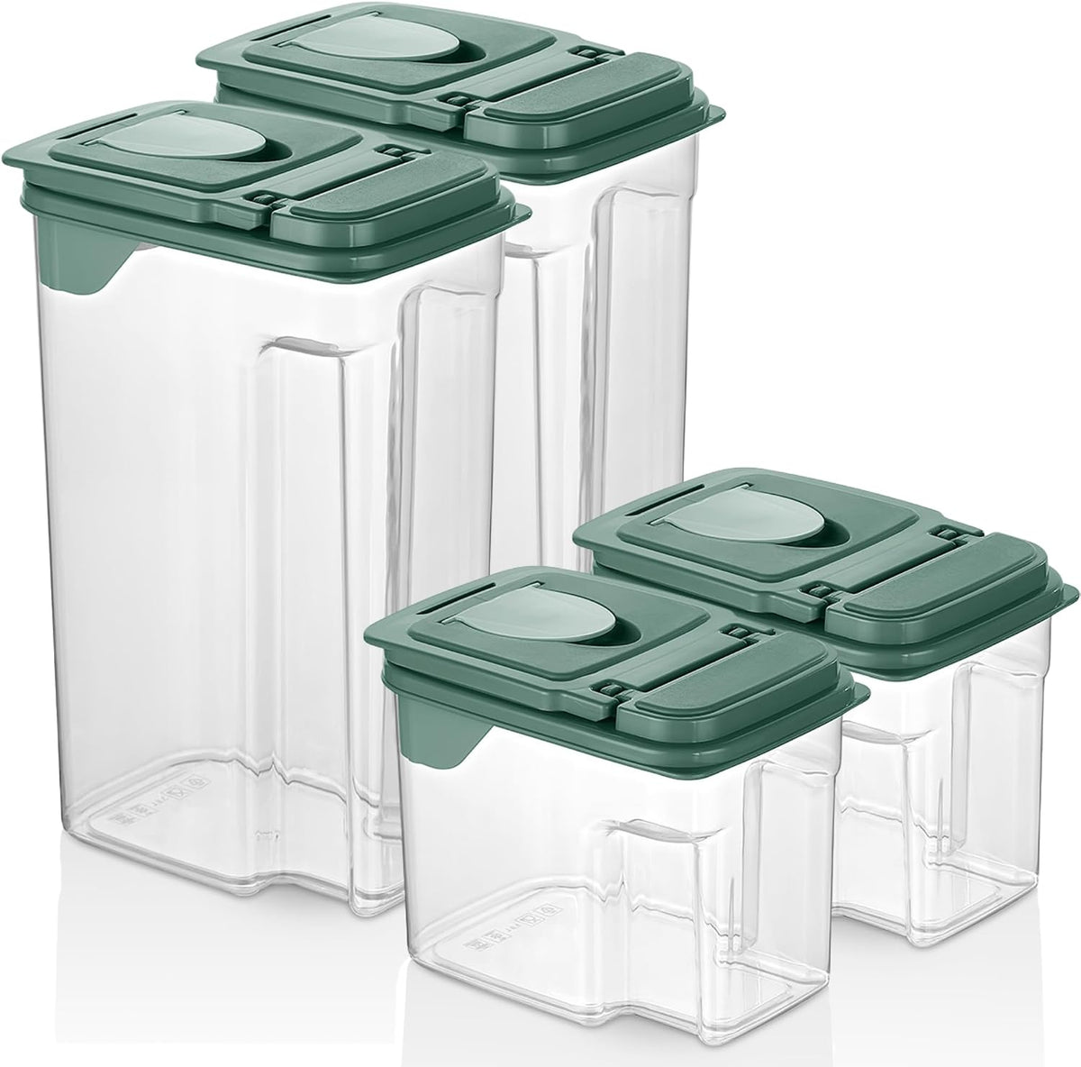 Tribello Food Storage Dispenser with Pour Spout Lid – Pantry Bin – Clear Slim Food Storage Container for Rice, Sugar, Cereal – BPA Free - Kitchen Organization (Large 3.8 Quarts)