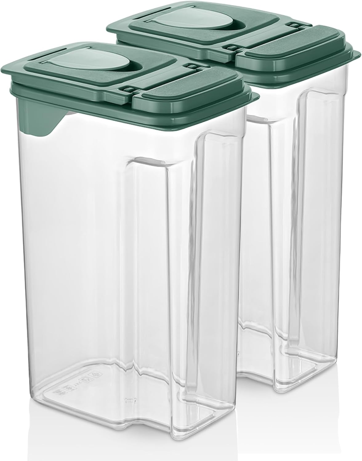 Tribello Food Storage Dispenser with Pour Spout Lid – Pantry Bin – Clear Slim Food Storage Container for Rice, Sugar, Cereal – BPA Free - Kitchen Organization (Large 3.8 Quarts)