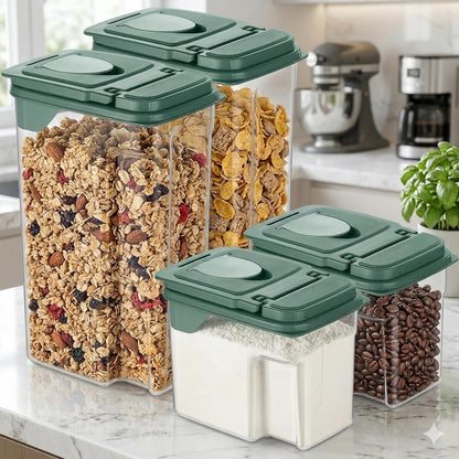 Tribello Food Storage Dispenser with Pour Spout Lid – Pantry Bin – Clear Slim Food Storage Container for Rice, Sugar, Cereal – BPA Free - Kitchen Organization (Large 3.8 Quarts)
