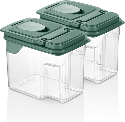 Tribello Food Storage Dispenser with Pour Spout Lid – Pantry Bin – Clear Slim Food Storage Container for Rice, Sugar, Cereal – BPA Free - Kitchen Organization (Large 3.8 Quarts)
