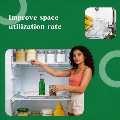 2 Pack Fridge Lazy Susan Organizer, 360° Rotating Refrigerator Lazy Susan Turntable, Clear Acrylic Fridge Organizer for Kitchen, Pantry, Countertop Storage