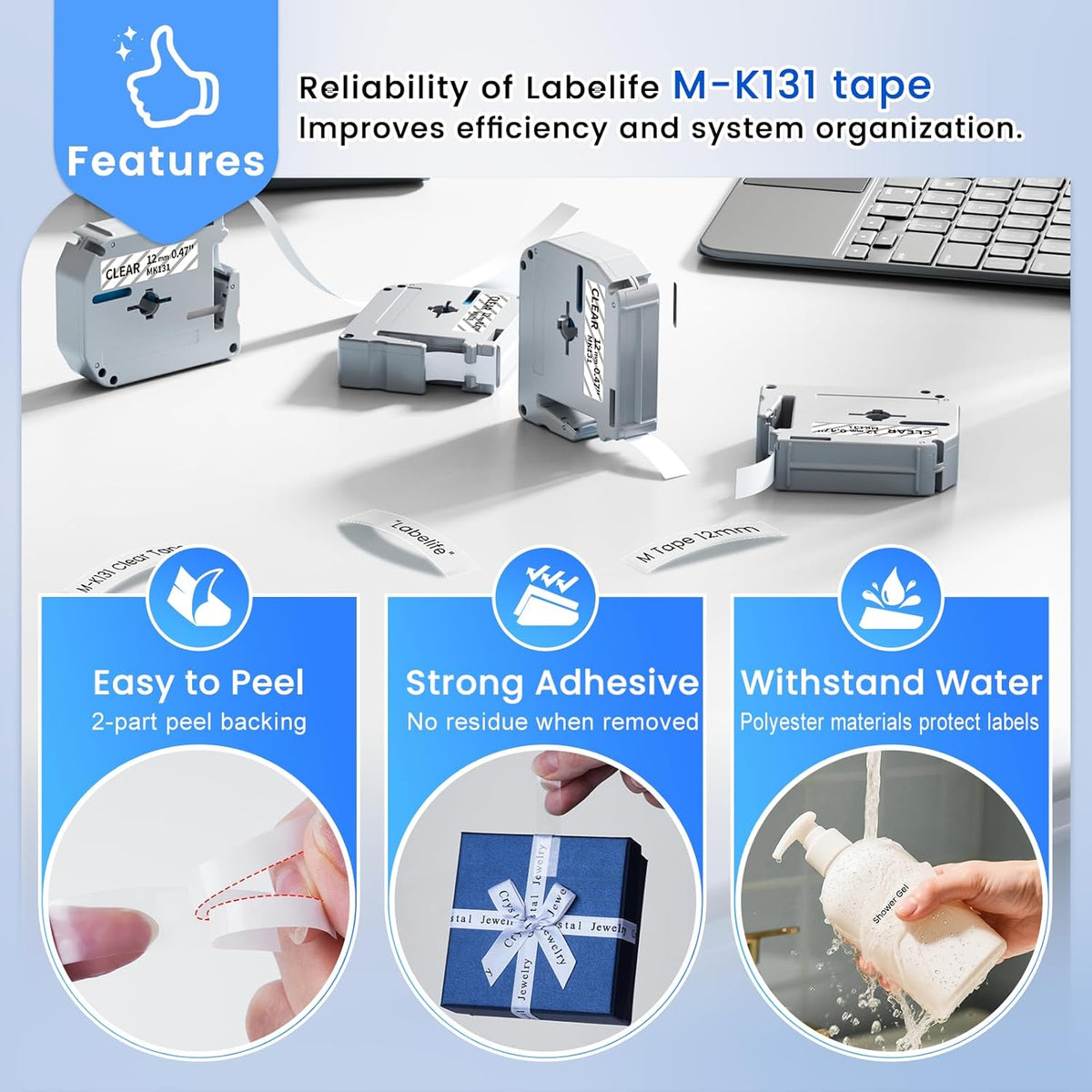 M-K231 Replace for M-K231s Brother M Tape 12mm 0.47 White P Touch | M-231 M231 PTM95 Label Tape White for Brother PT-M95 PT-65 PT-45 PT-80 PT-70 PT-90 Ptouch Label Maker Refills